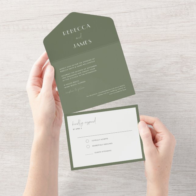 Selo Verde da Sage Moderna Enviar Casamento (Aba destacável)