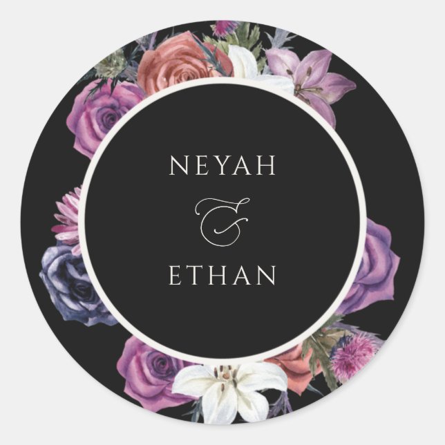 Selos de Casamento Dark Gothic Halloween Adesivo N (Frente)