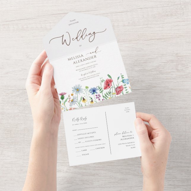 Selos de casamento de jardim boho de flores silves (Aba destacável)