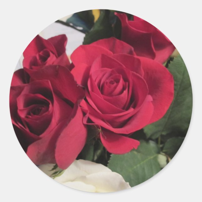 Selos de Envelope de Adesivo Redondo Rosa Vermelha (Frente)