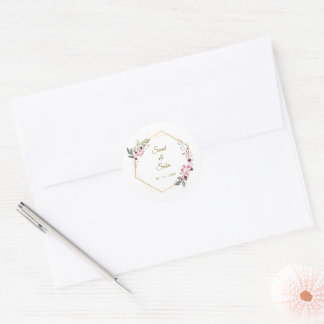 Selos de envelope de casamento floral adesivos de 