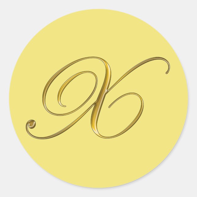 Selos de Envelope Monograma X Dourado Adesivo (Frente)