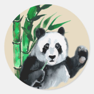 Selos felizes das etiquetas da panda & do bambu