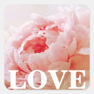 Selos florais das etiquetas do AMOR das peônias