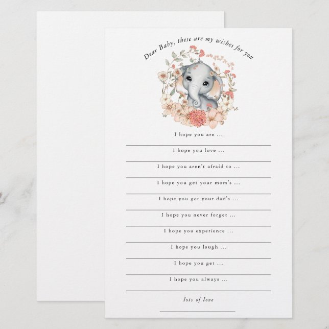 Selva de Elefante Bonita Deseja Chá para Menina (Frente/Verso)