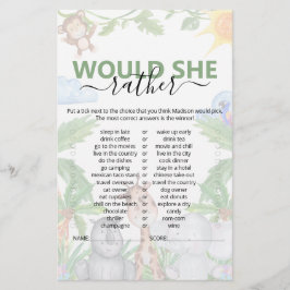 Selvagem Safari Jogo de Chuvada de Bebê "Ela Prefe