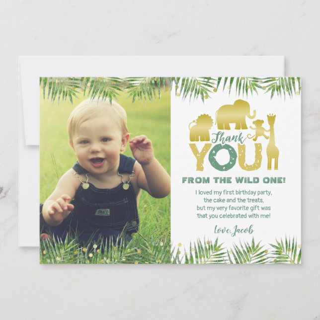 Selvagem Um Dourado Cartões de agradecimentos Foto (Frente)