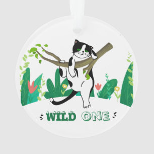 Selvagem Um Gatinho Verde Adicione Seu Ornamento D