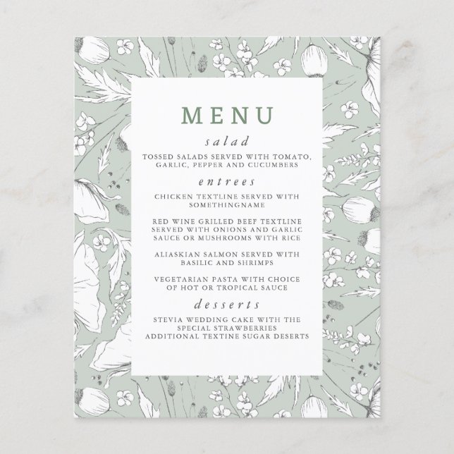 Selvagens Menu de Casamento Elegante de Sábado des (Frente)