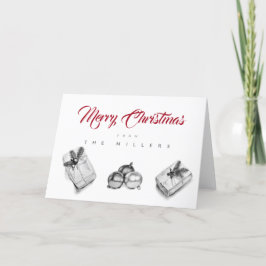 Sem Cartão de Natal B&W dobrado personalizado para