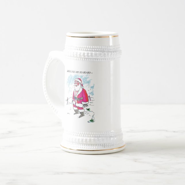 Sem Ho-Ho-Ho com caneca de cerveja branca de texto (Frente Esquerda)