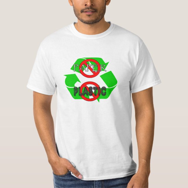 Sem papel Sem T-shirt de Reciclar plástica (Frente)