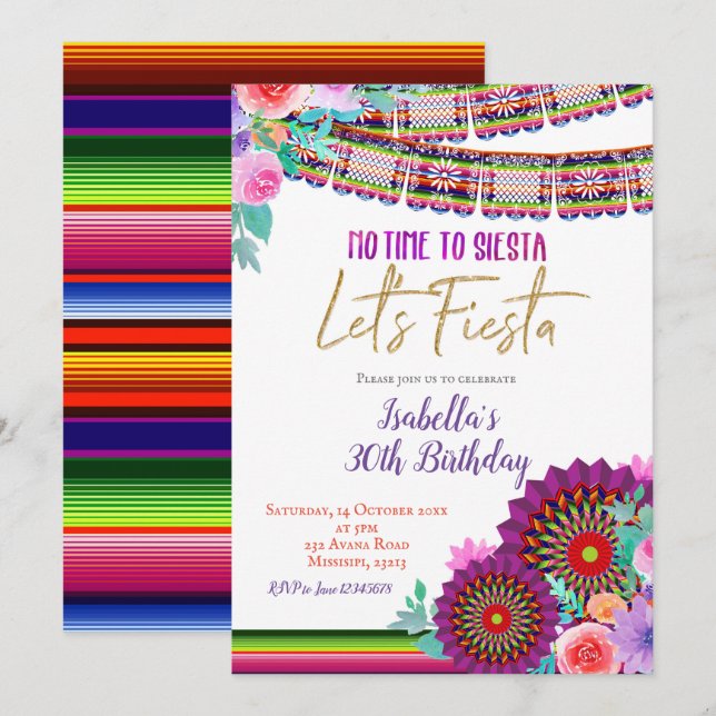 Sem tempo para o convite de aniversário do Fiesta  (Frente/Verso)