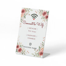 Senha de Wifi de Negócios com Rosa Vintage em Aqua
