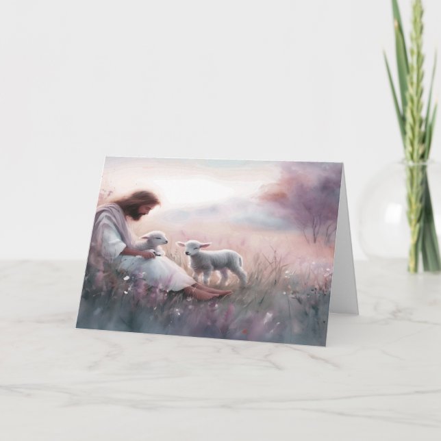 Senhor Cartão de condolências Jesus e borregos (Frente)