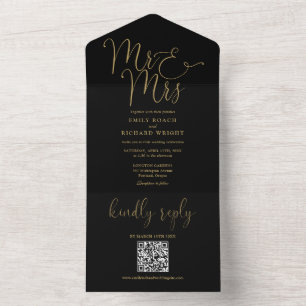 Senhor e Senhora Moderno Código QR Casamento Preto