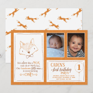 Senhor Fox Primeiro Aniversário Convite com fotos