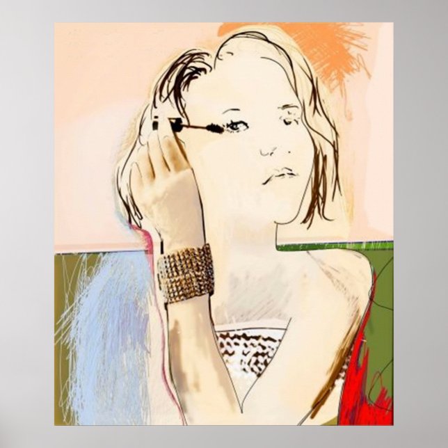 Senhora aplicando rímel - Poster (Frente)