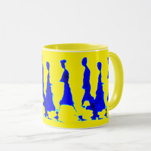 Senhora azul e amarela Caneca