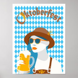 Senhora Bávaro com Poster de Beer Oktoberfest