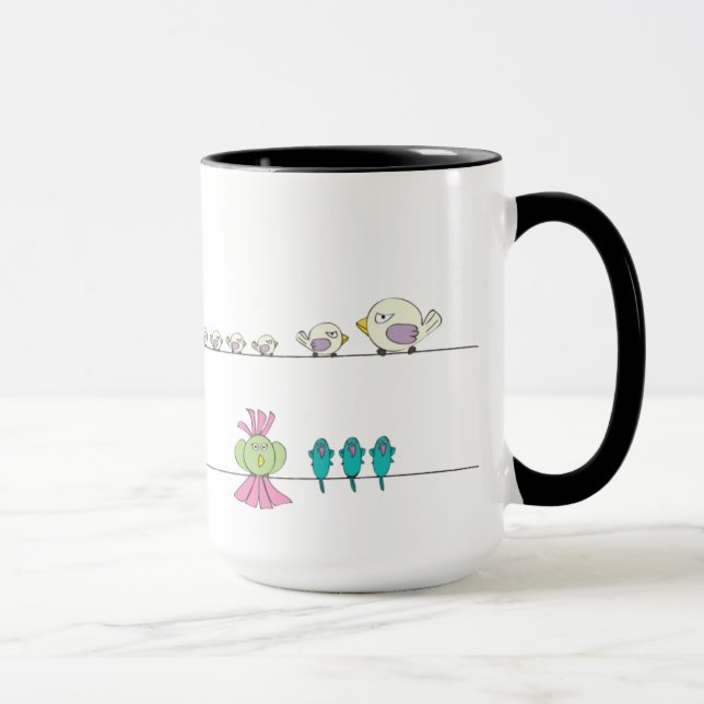 Senhora Biquini & pássaros em uma linha caneca (Direita)