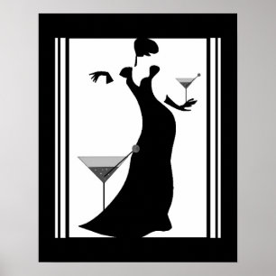 SENHORA branco preto do ART DECO do poster