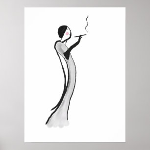 Senhora chique Ilustração Poster Imprimir da ida