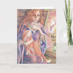 SENHORA COM CARTÃO DE MORTE DE ANIVERSÁRIO DE GA