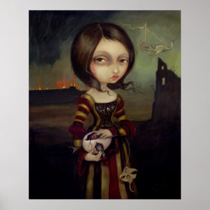 Senhora com um impressão gótico lowbrow da arte 