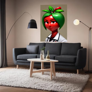 Senhora da maçã antropomórfica | AI Art Poster