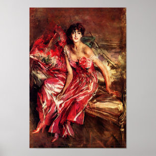 Senhora de Boldini no poster vermelho