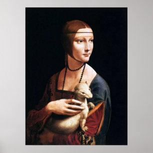 Senhora de Leonardo da Vinci com um poster do