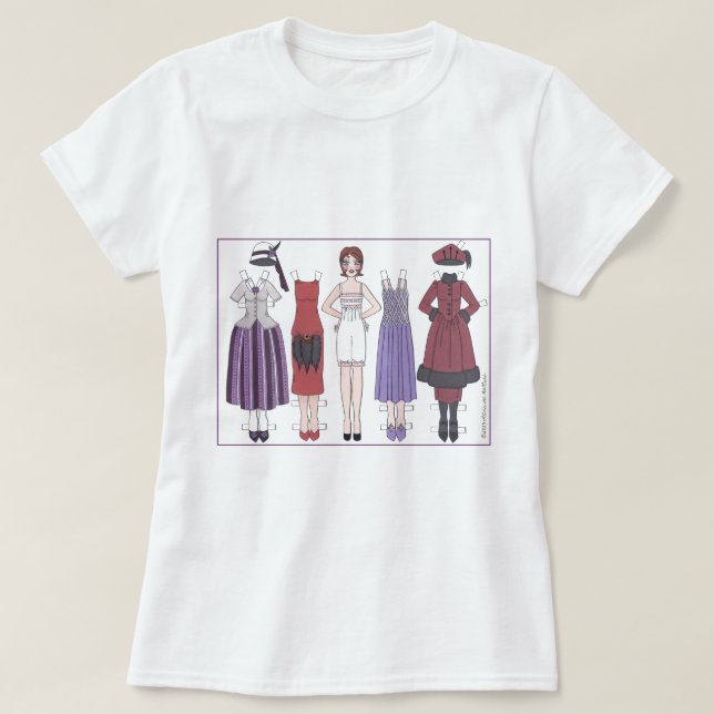 Senhora do art deco do t-shirt da boneca do papel (Frente do Design)
