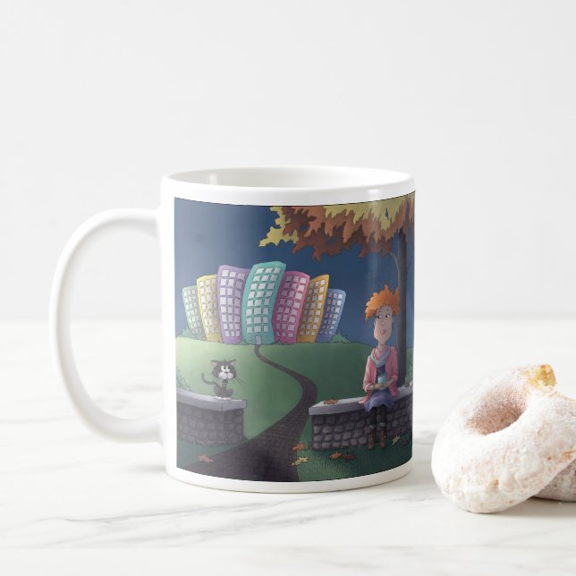  Senhora dos Gatos no parque Caneca de Café (Com Donut)