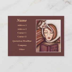 Senhora e seu cartão de visita do gato Siamese