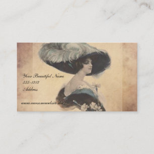 Senhora elegante do vintage em cartões de visitas