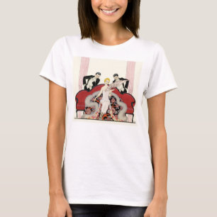 Senhora elegante no t-shirt do art deco de Paris