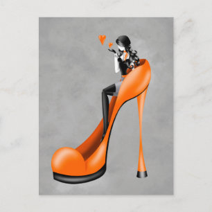 Senhora Fashionista de Salto Alto Cartão Postal