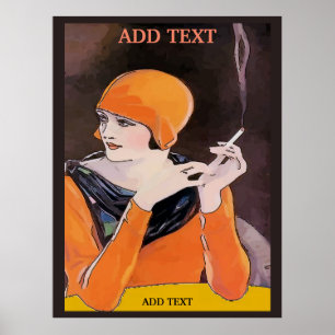 Senhora fumante, adicione texto, Impressão