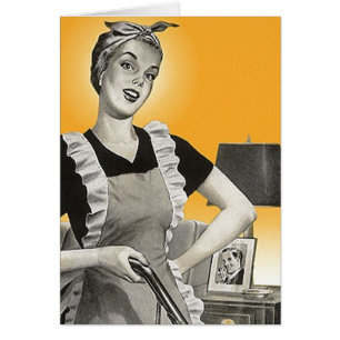 Senhora Housecleaning Cartão da dona de casa retr