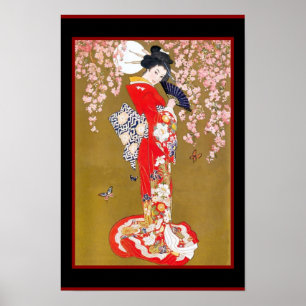 Senhora japonesa poster vintage da gueixa da arte