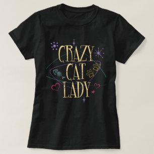 Senhora louca Escuro T-shirt do gato do estilo