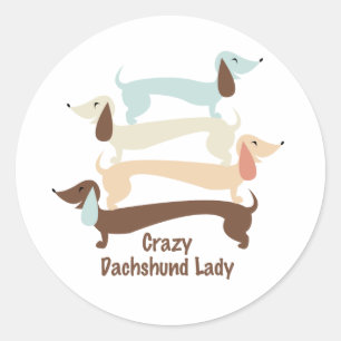 Senhora louca Etiqueta do Dachshund