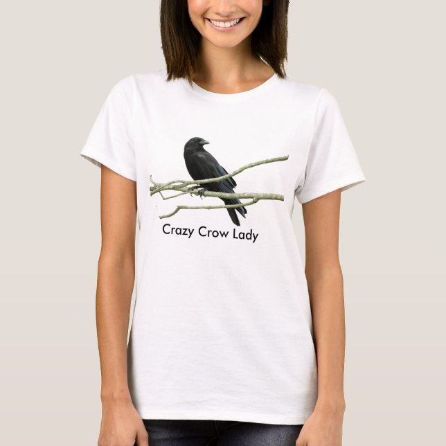 Senhora louca T-shirt do corvo (Frente)