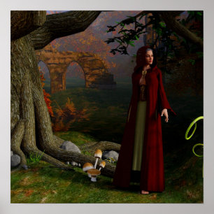 Senhora medieval Fantasia Arte Floresta Poster