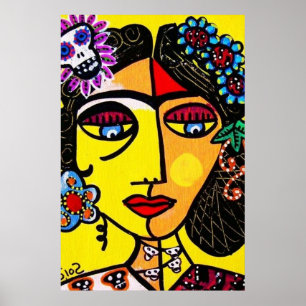 Senhora mexicana Poster do crânio citrino do