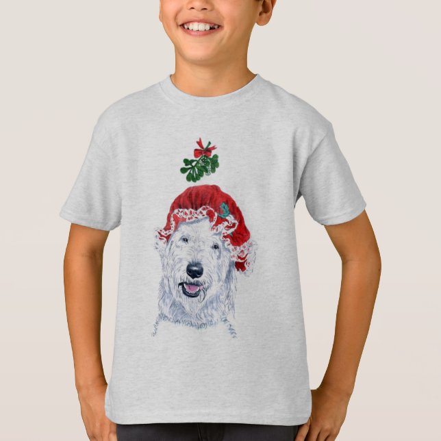 Senhora Papai noel Labradoodle Miúdo T-shirt (Frente)