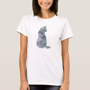 Senhora Pintura T-shirt do gato