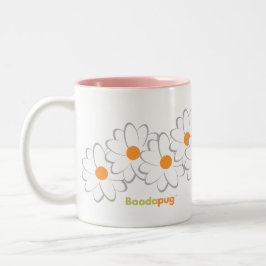 Senhora Pug Caneca (flores de White&Gray)