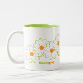 Senhora Pug Caneca (flores de White&Green)